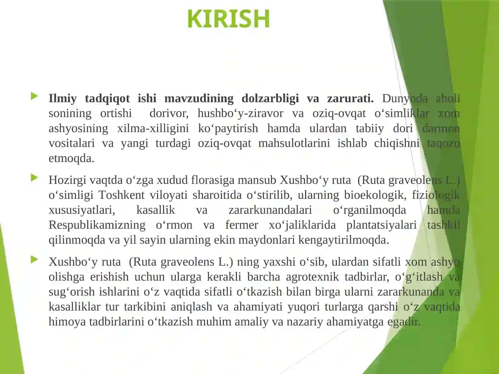 Xushbo‘y ruta (ruta graveolens l.) O‘simligi urug‘chiligi va ko‘chatchiligi 2