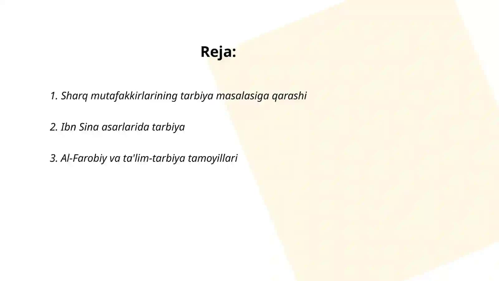 Sharq mutafakkirlari asarlarida berilgan tarbiya masalasini yoritish 2