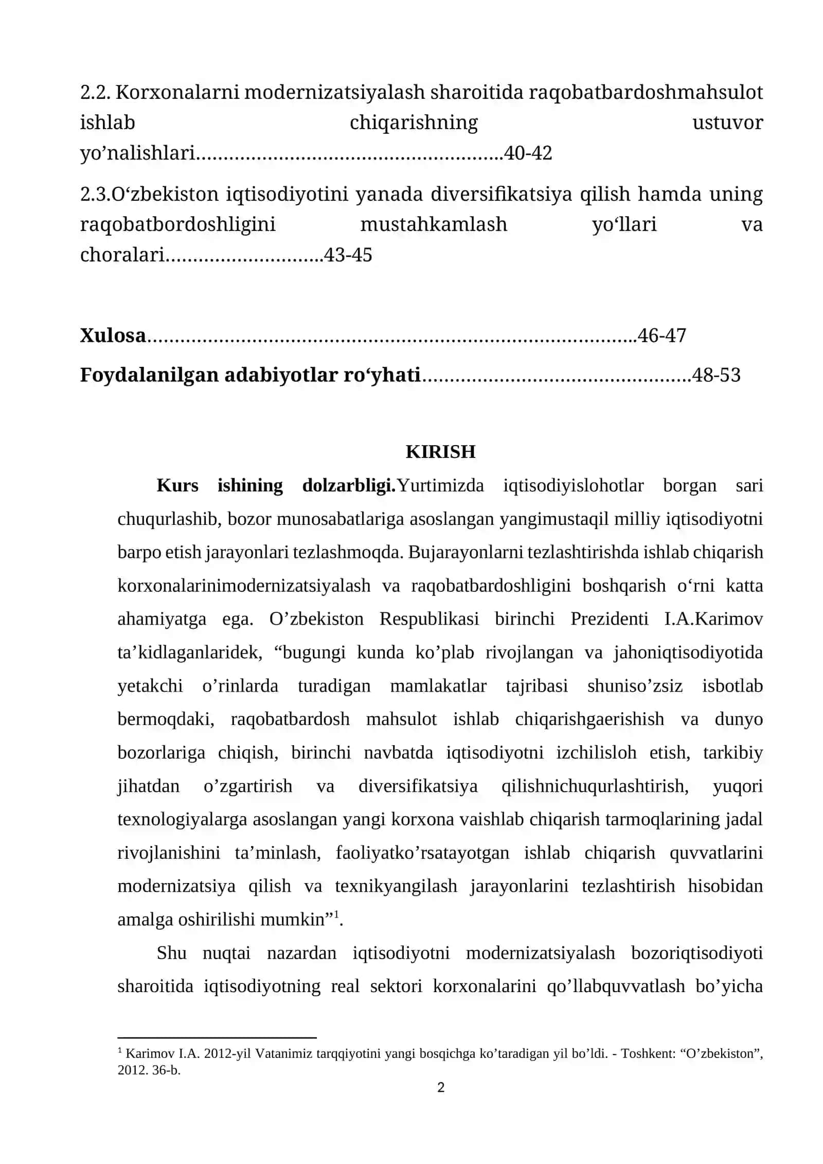 ISHLAB CHIQARISH KORXONALARINI MODERNIZATSIYALASH VA DIVERSIFIKATSIYALASH JARAYONINING SAMARADORLIGI VA UNI RIVOJLANTIRISH TIZIMI 2