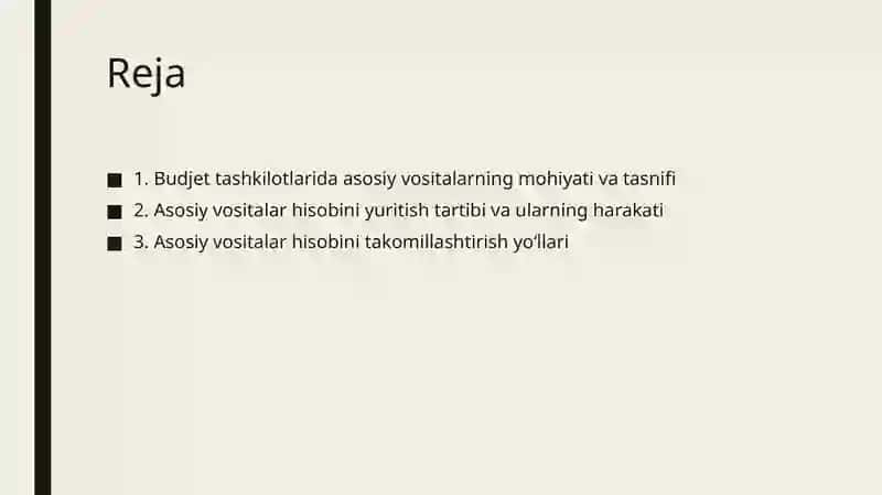 BUDJET TASHKILOTLARIDA ASOSIY VOSITALAR HISOBINI TASHKIL ETISH 2