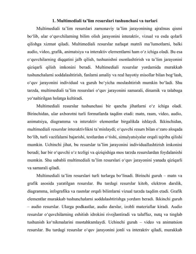 Multimediali ta’lim resurslarini yaratish va ularni qo‘llash 2