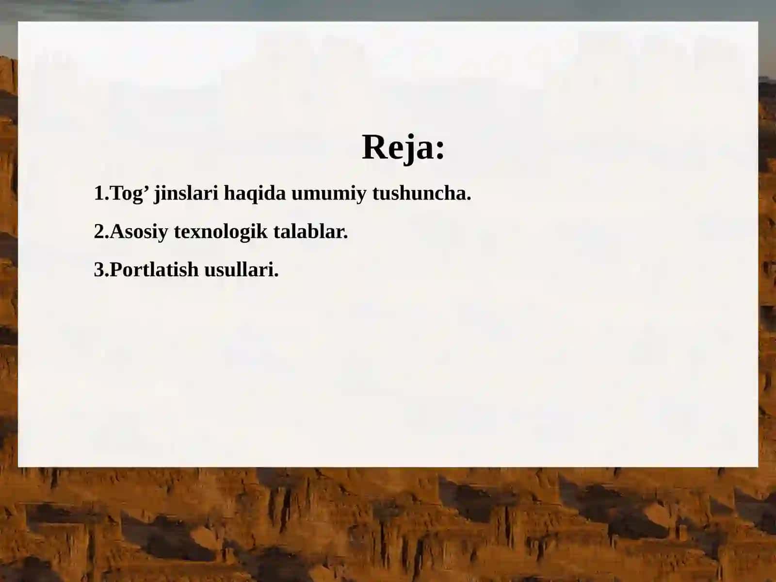Tog’ Jinslari Haqida Umumiy Tushuncha 2