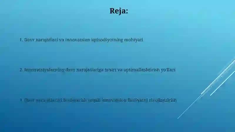 Innovatsioniqtisodiyotsharoitidadavrxarajatlaritahlili 2
