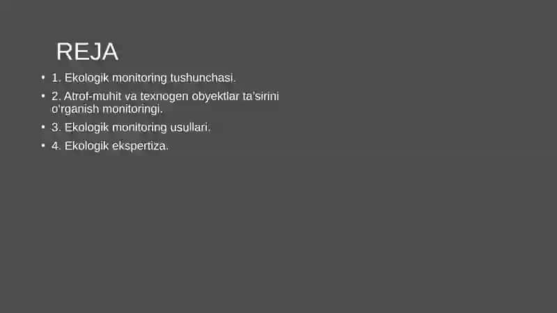 Ekologik xavfsizlikning asosiy yo'nalishlari. Ekologik ekspertiza 2
