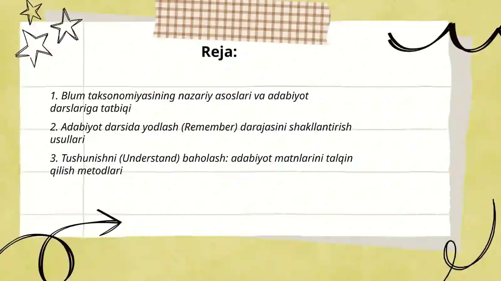 Blum taksonomiyasi va uning adabiyot o'qitishdagi ahamiyati 2