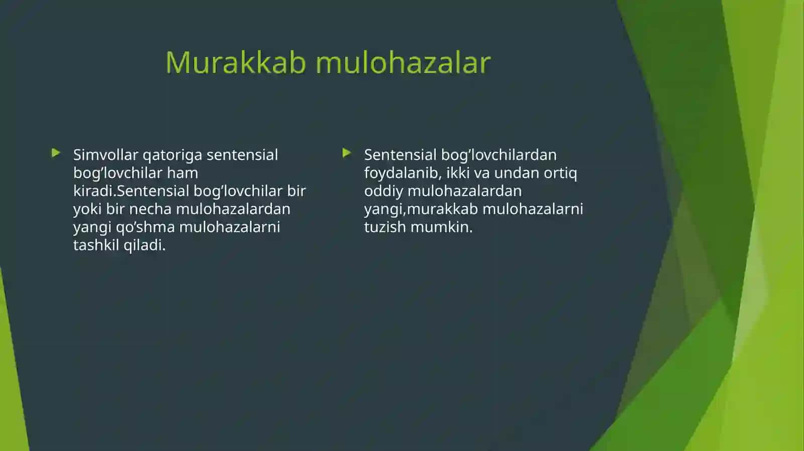 MURAKKAB MULOHAZALARNING TAHLILI 2
