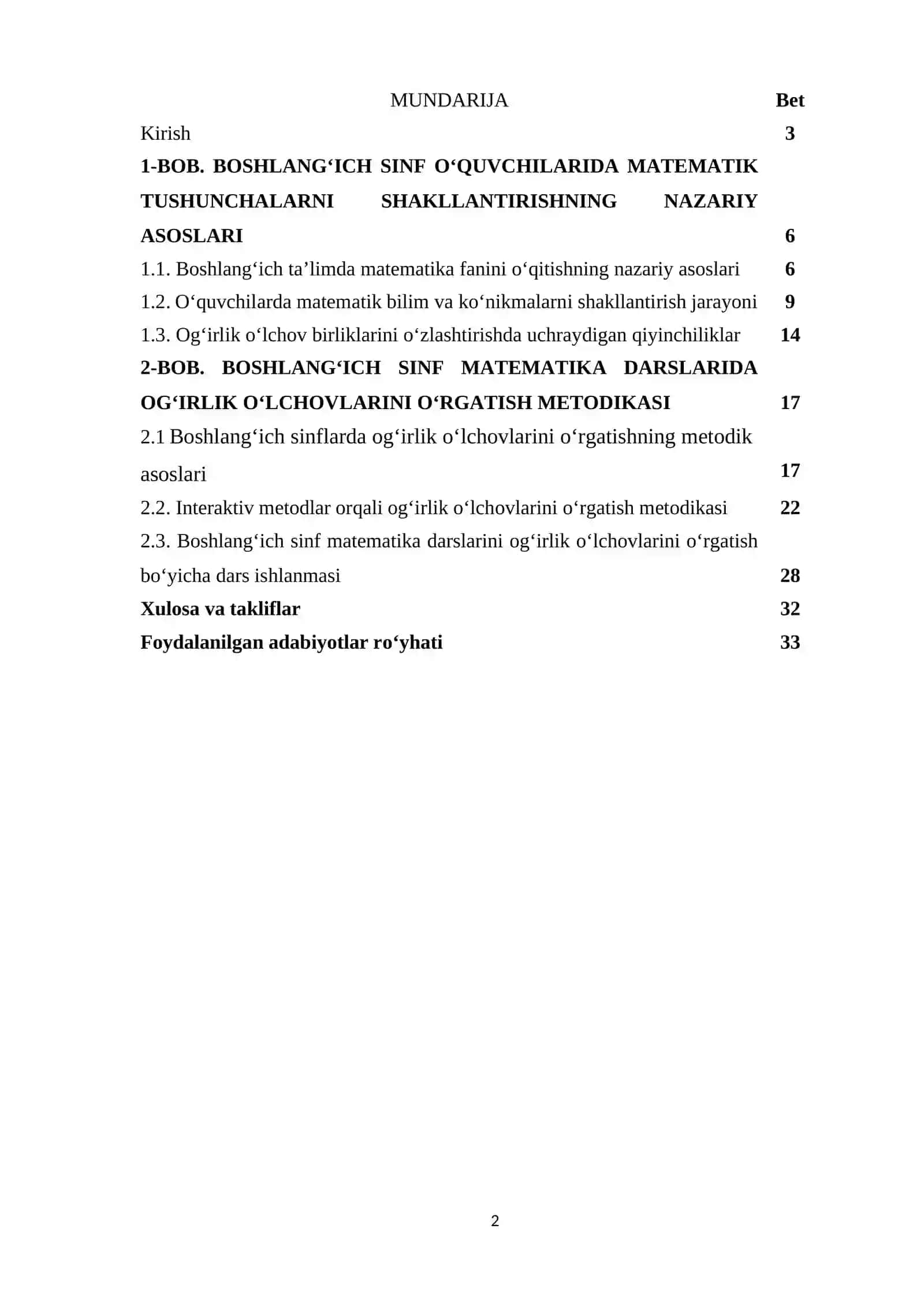 Boshlang‘ich sinflarda og‘irlik o‘lchovlarini o‘rgatish metodikasi 2