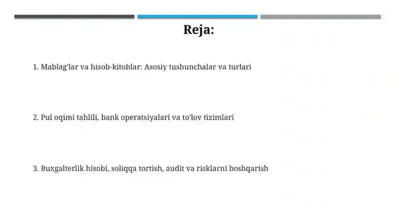 Mablag'lar va Hisob-kitoblar Asoslari 2