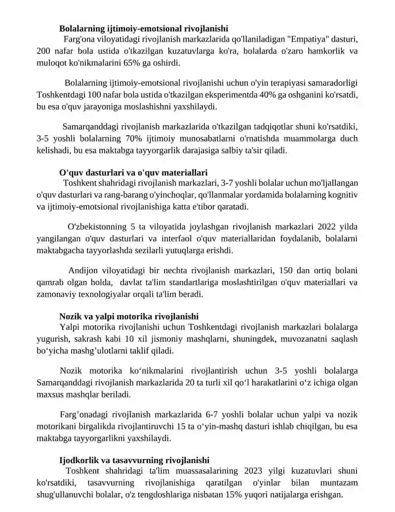 Bolalarni maktab ta'limiga tayyorlashda rivojlantiruvchi markazlarning o'rni 2