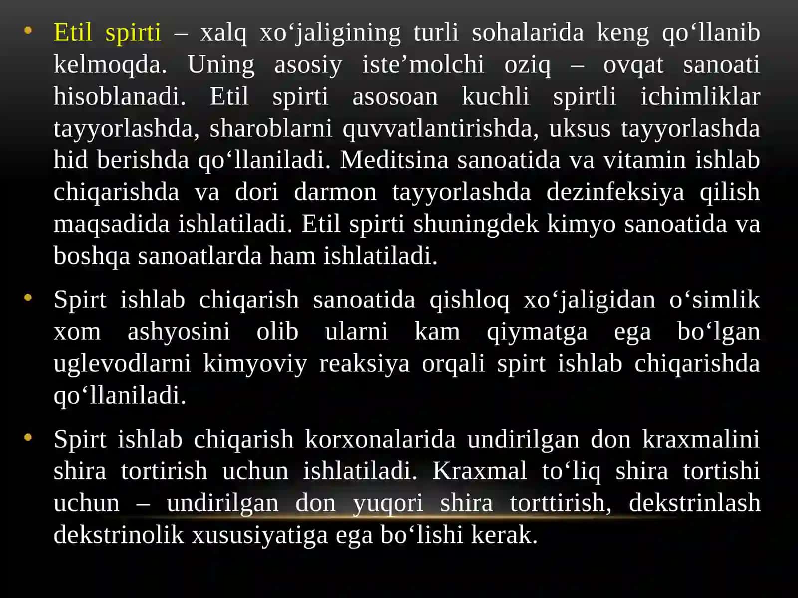 14-MA’RUZAETIL SPIRTI UMUMIY TEXNOLOGIYASI 2