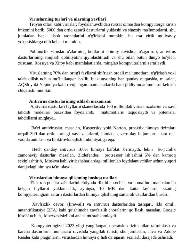 Virus va antivirus dasturlar.Arxivatorlar 2
