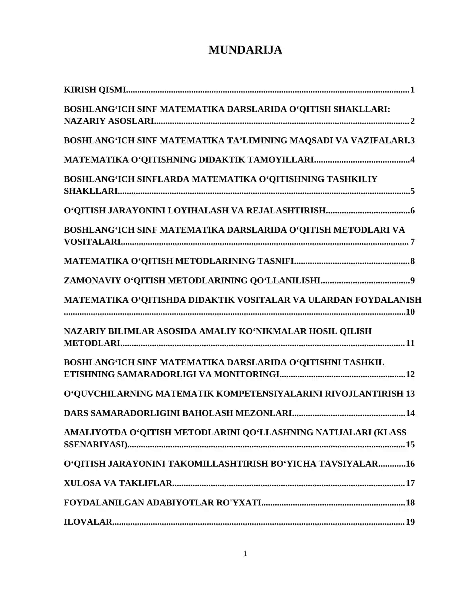 boshlangʻich sinf matematika oʻqitishni tashkil qilish shakllari.oʻqitish metodlari 2