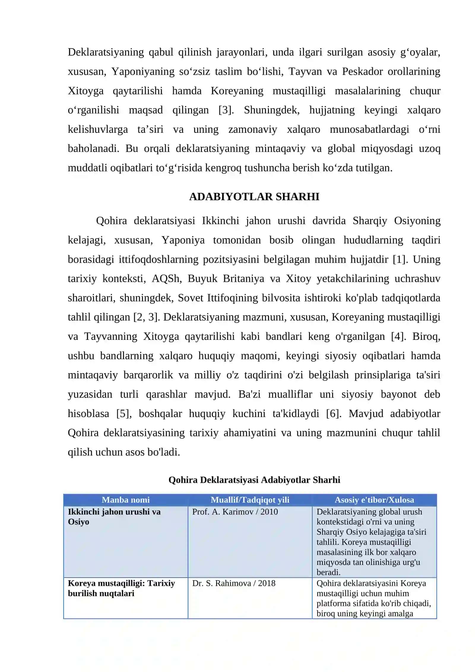 QOHIRA DEKLARATSIYASI TARIXI VA MAZMUNI BORASIDA TAHLILIY 2
