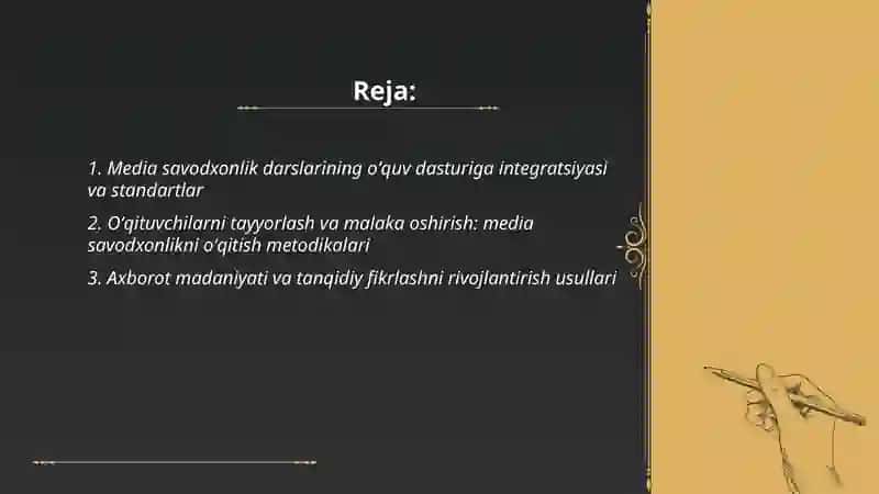 Media savodxonlik va axborot madaniyati fanining oʻqitilishi 2