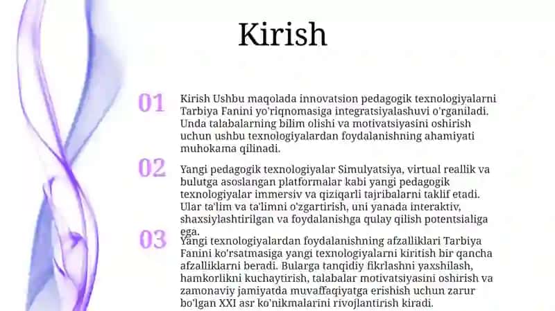 Tarbiya Fanini Òqitishda Yangi Pedagogik Texnalogiyalarni Qòllash 2