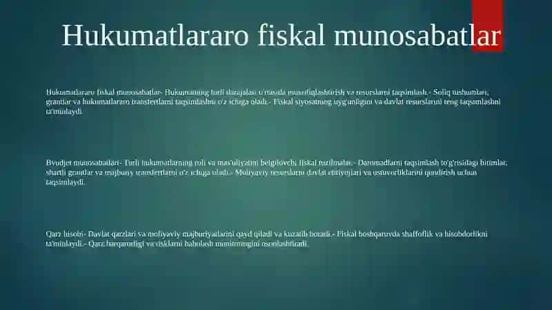 Byudjetlararo Munosabatlar Hamda Qarzlar Hisobi 2