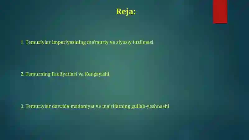 Amir Temur va Temuriylar davri do'rta osiyoning o'rganilishi 2