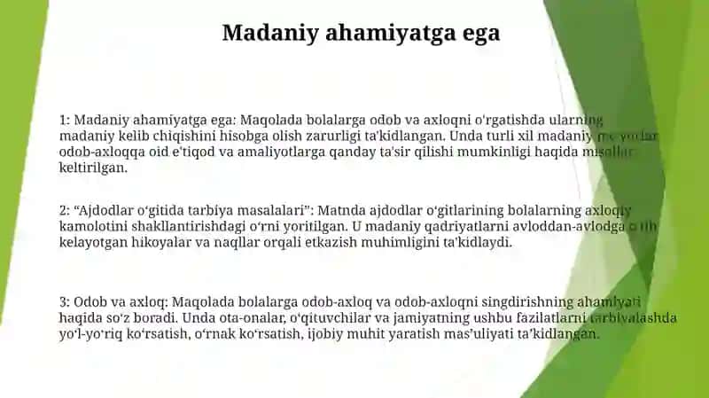 Ajdodlar O'Gitida Tarbiya Masalasi 2