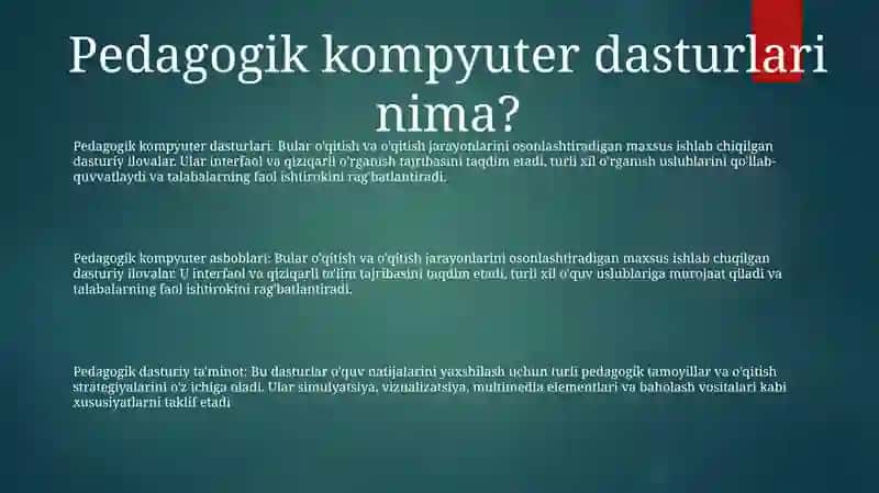 Pedagogik Kompyuter Dasturlari 2