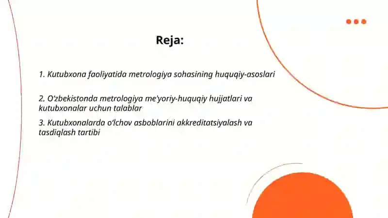 Kutubxona -axborot faoliyatida metrologiya sohasidagi meyoriy huquqiy hujjatlarni ishlanishi va amaliyotga tatbiq etilishi 2