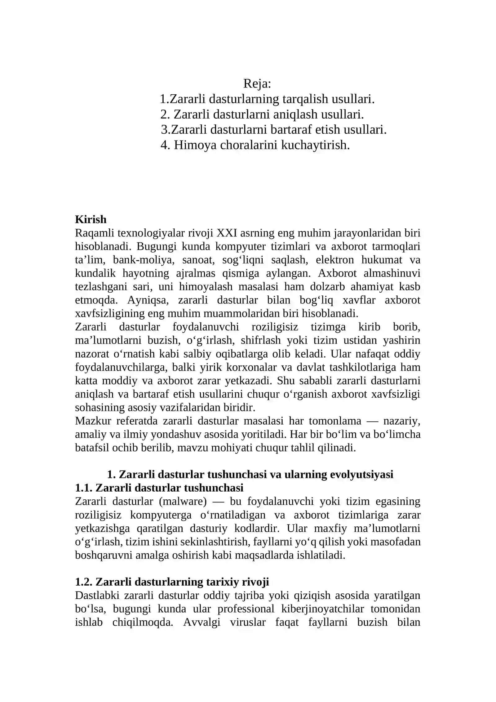 ZARARLI DASTURLARNI ANIQLASH VA BARTARAF ETISH USULLARI 2