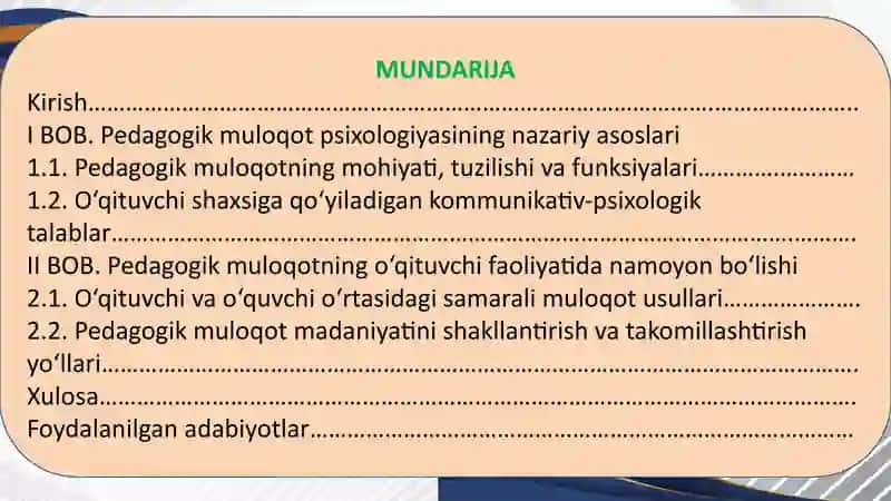 PEDAGOGIK MULOQOT PSIXOLOGIYASI VA UNING O‘QITUVCHI SHAXSIDA NAMOYON BO‘LISHI 2