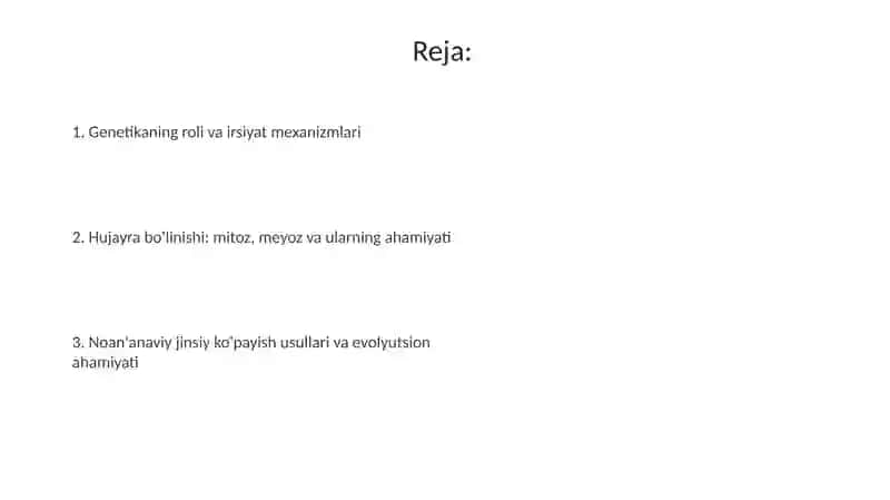 Genetikaning roli va irsiyat mexanizmlari 2