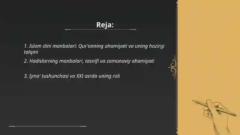 Islom dini manbalari va ularning hozirgi davrdagi ahamiyati 2