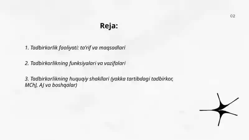 Tadbirkorlik faoliyati va uning shakllari 2