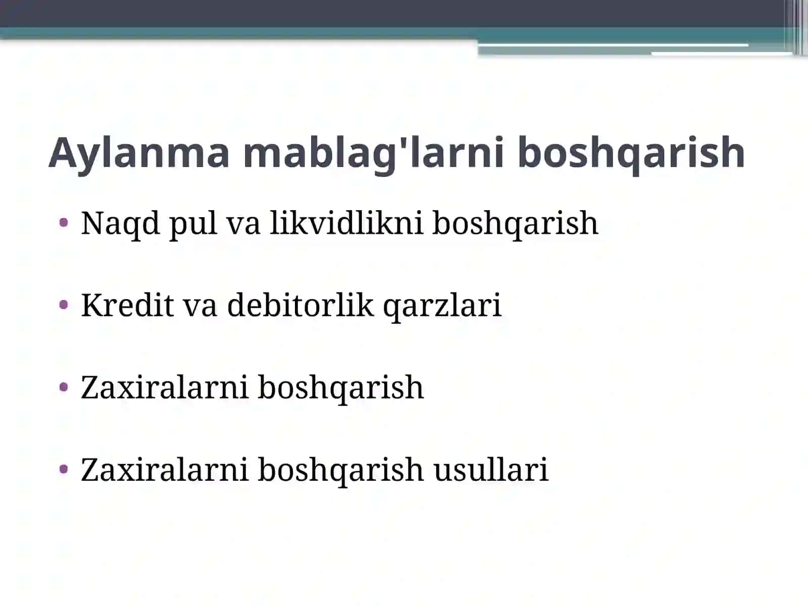 Naqd pul va likvidlikni boshqarish 2