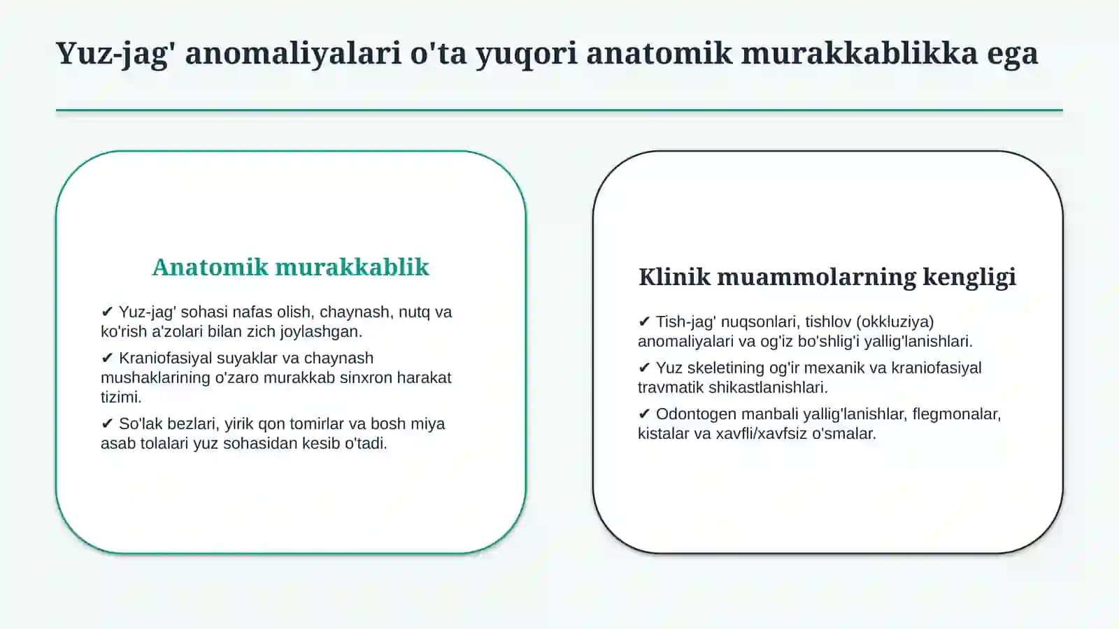 Yuz-jag‘ sohasi kasalliklari nur tashxisoti — zamonaviy diagnostika 2