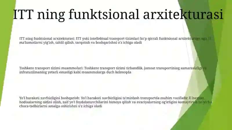 Ittning Funktsional Arxitekturasi, Toshkent Transport Tizimidagi Muammolar 2