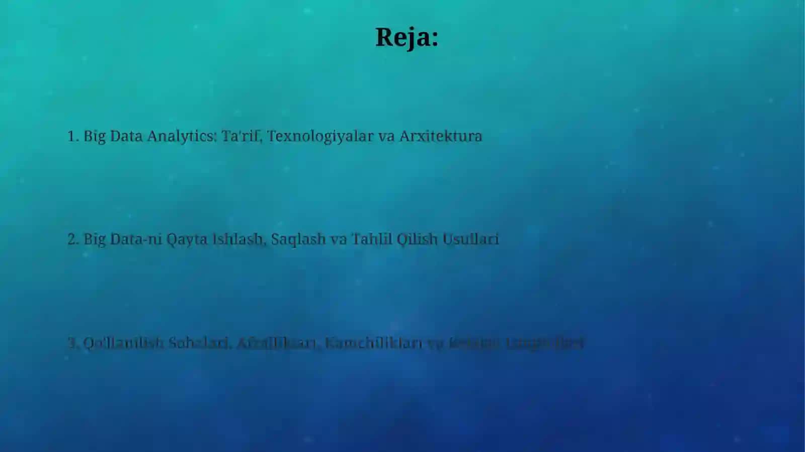 Katta ma'lumotlarni (Big Data) tahlil qilish texnologiyalari 2