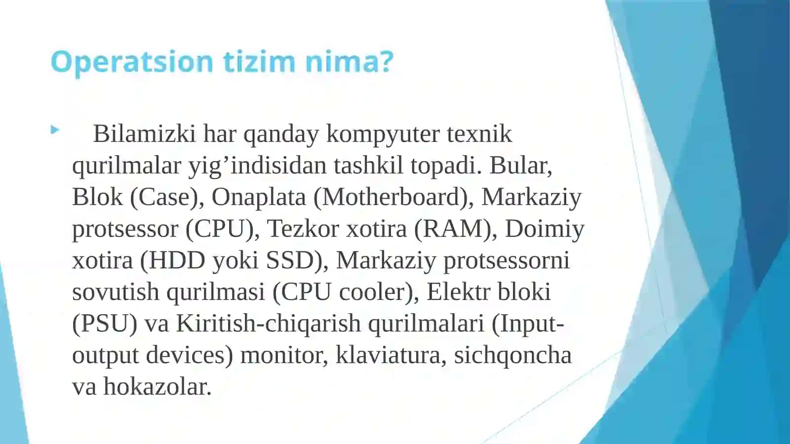 Operatsion tizimlari va mobil operatsion tizimlarining umumiy xarakteristikalari 2