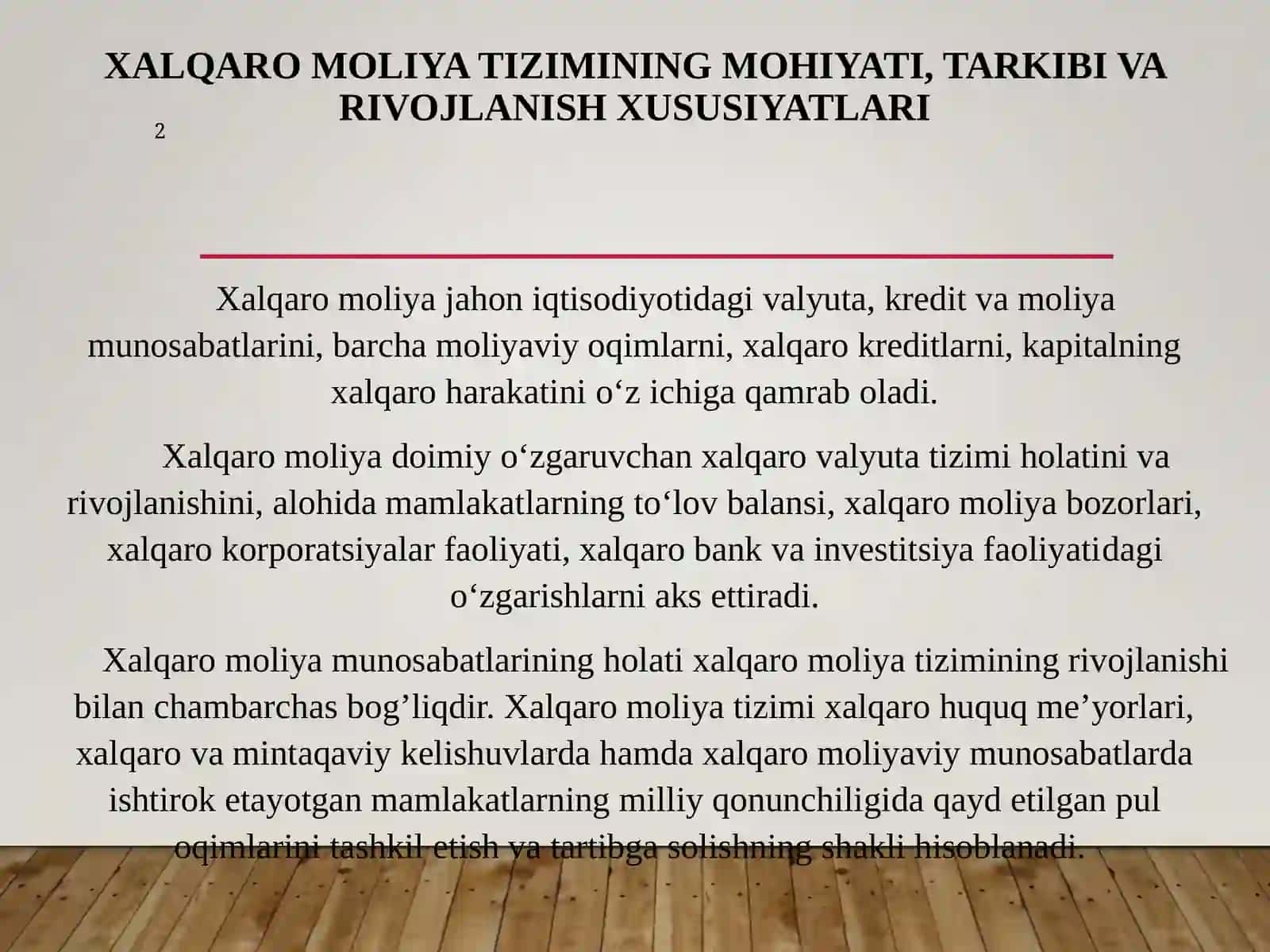 JAHON MOLIYAVIY ARXITEKTURASI VA XALQARO MOLIYA TIZIMI 2