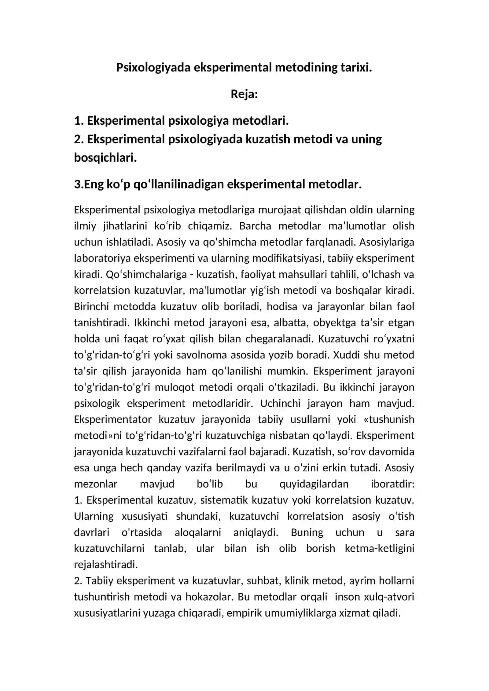 Psixologiyada eksperimental metodining tarixi 2