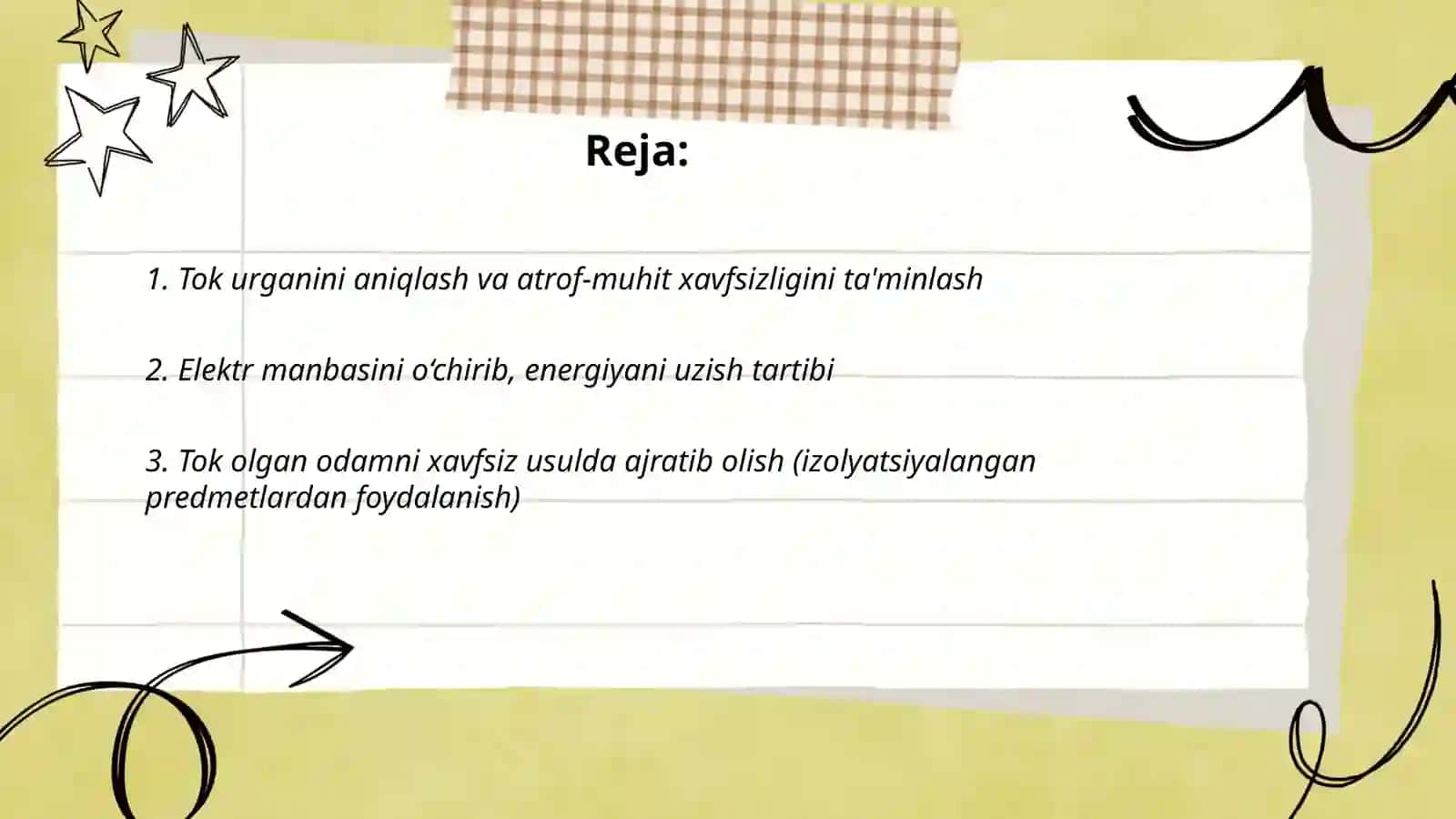 Elektr tokidan urganda birinchi yordam korsatish 2