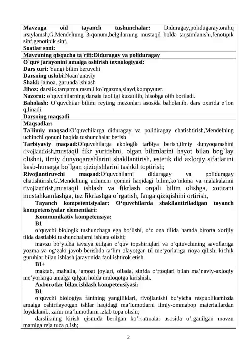Diduragay va poliduragay chatishtirish.G.Mendelning uchinchi qonuni 2