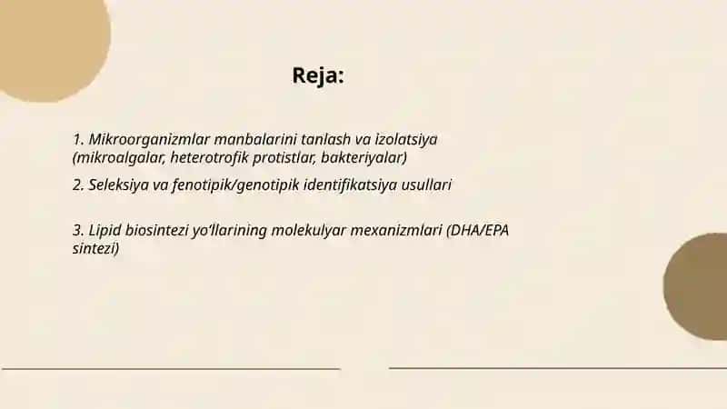 Mikroorganizmlardan omega-3 yog' kislotalarini (DHA,EPA) olish technologiyasi 2