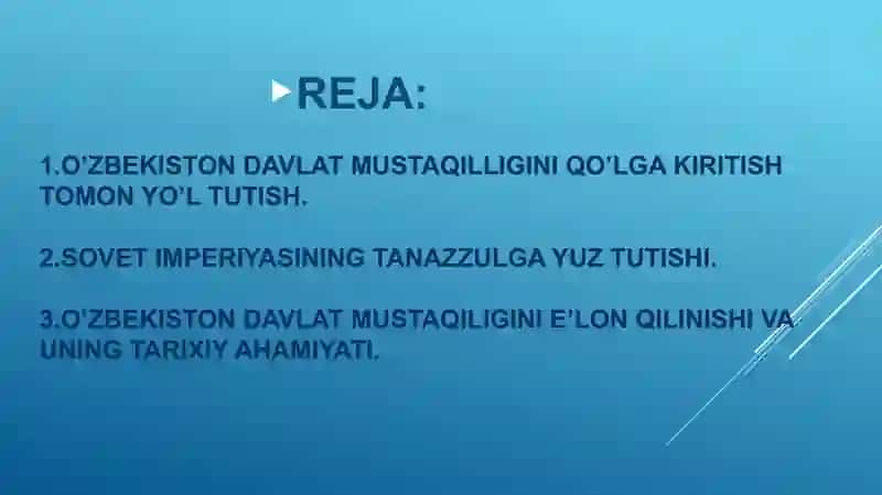 O'BEKISTON RESPUBLIKASI TASHKIL TOPISHI 2