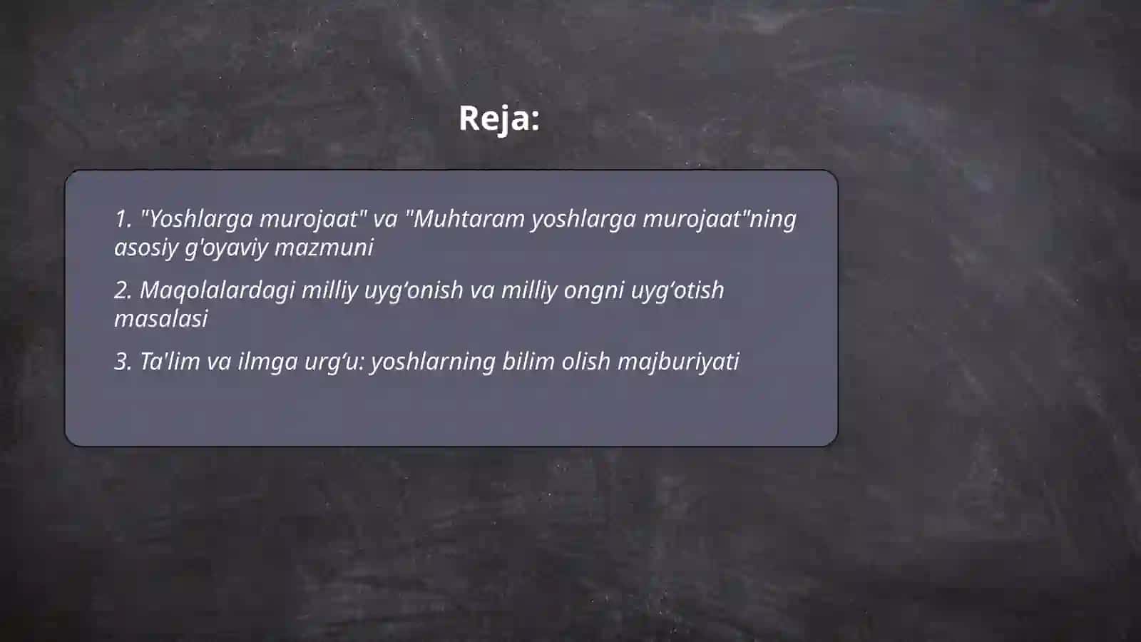 Yoshlarga murojaat va Muhtaram yoshlarga murojaat maqolalari 2
