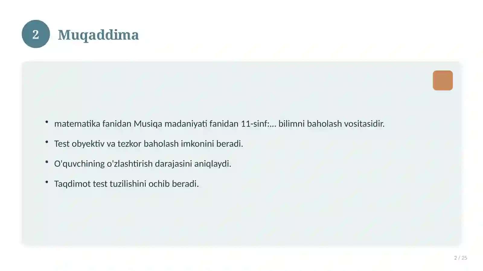 Musiqa madaniyati fanidan 11-sinf: mavzulashtirilgan nazorat ishi va tahlil 2