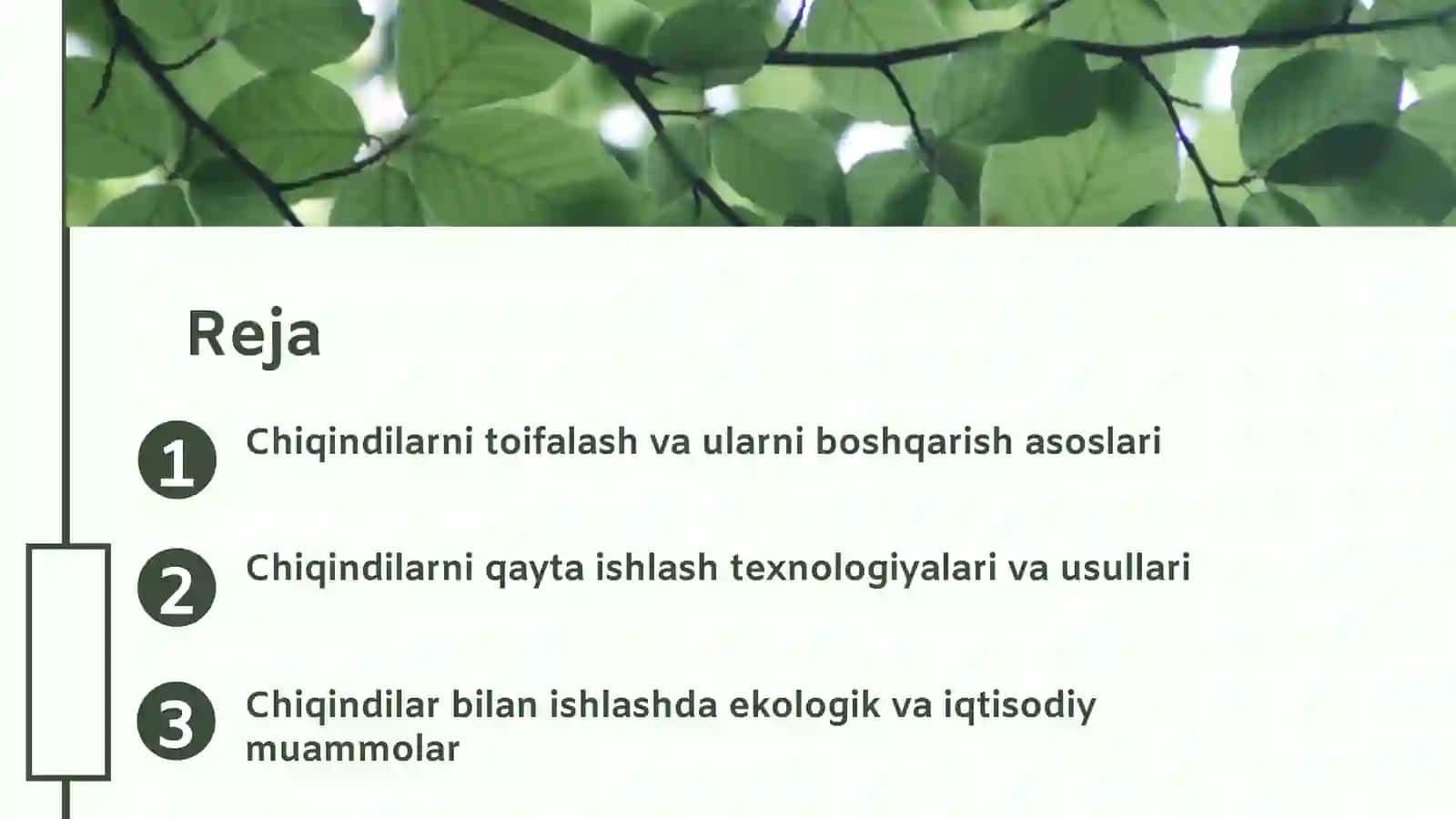 Chiqindilarni Toifalash va ularni boshqarish asoslari 2