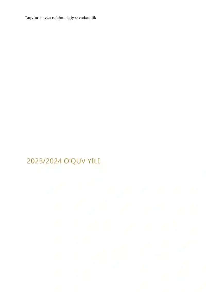 Мusiqiy savodxonlik 3-sinf taqvim-maVzu reja 2