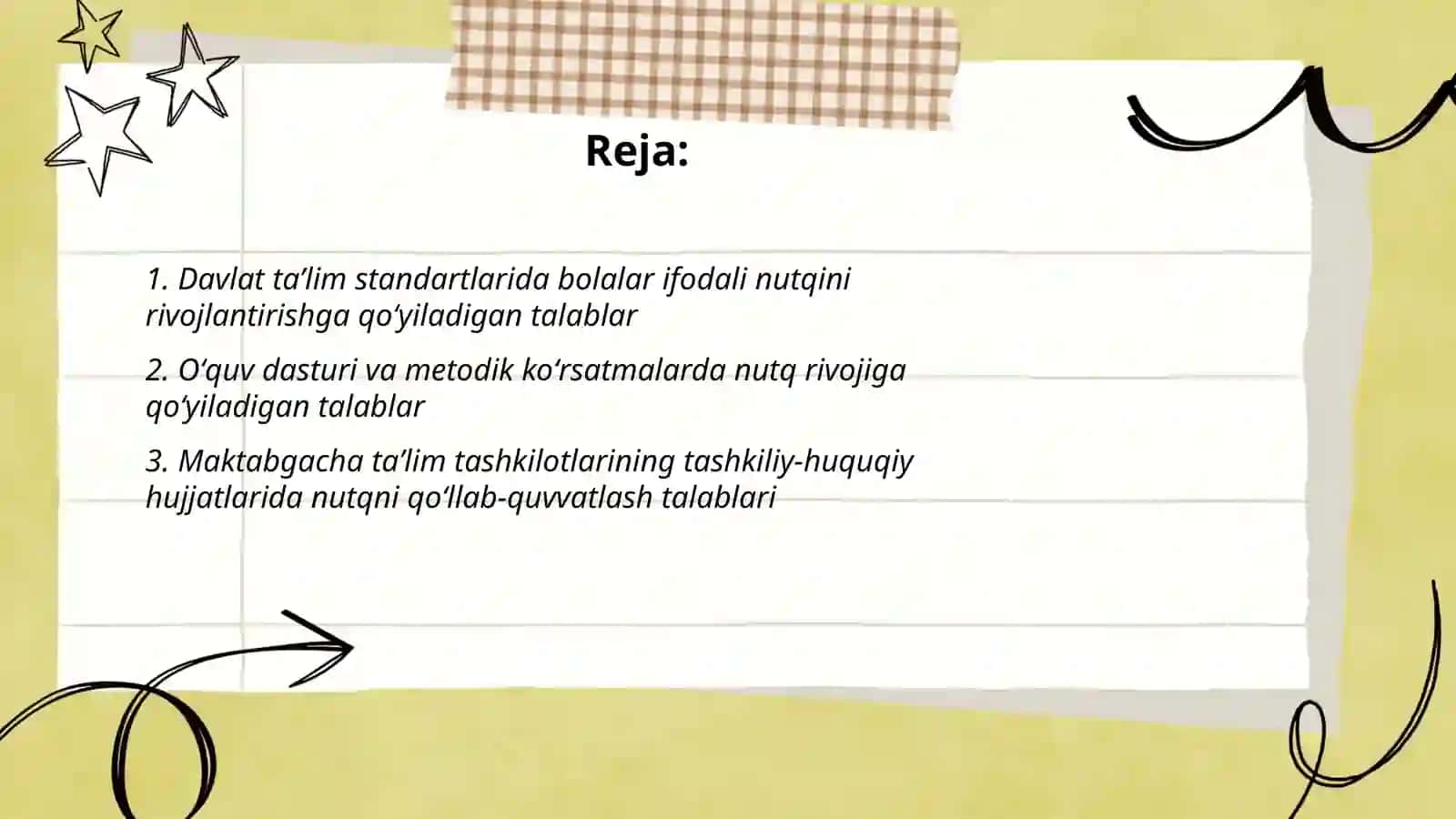 Davlat hujjatlarida bolalar ifodali nutqini rivojlantirishga qoʻyiladigan talablar 2