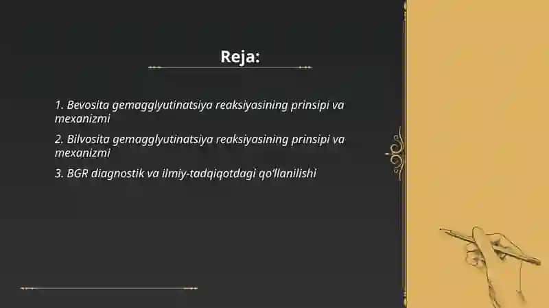 Bevosita va bilvosita gemagglyutinatsiya reaksiyasi(BGR).Immunflyuoressent usul 2