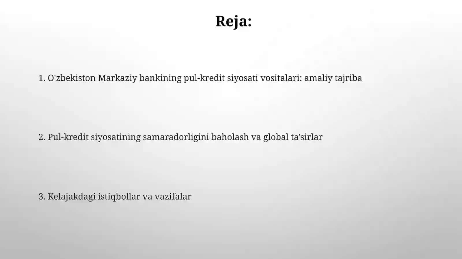 Monetar siyosat vositalari va Oʻzbekiston Markaziy banki tajribasi 2
