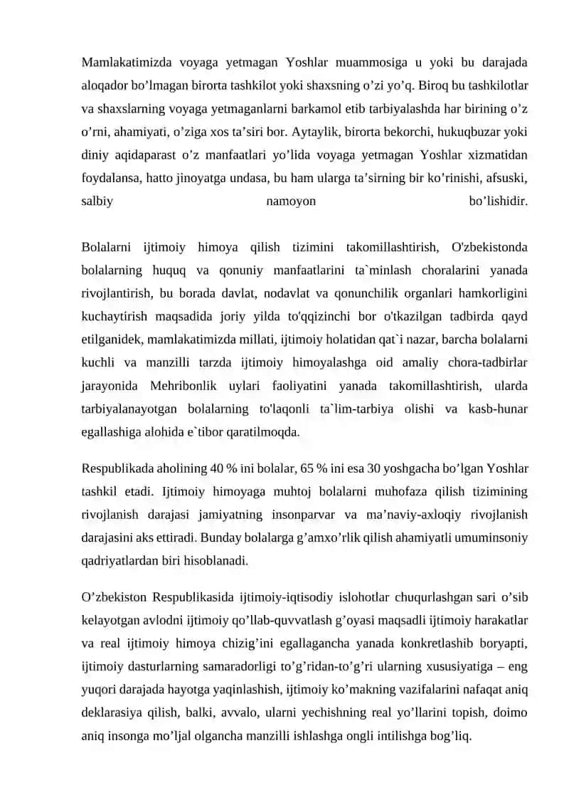 YOshlar va Bolalar Ijtimoiy Himoyasi 2