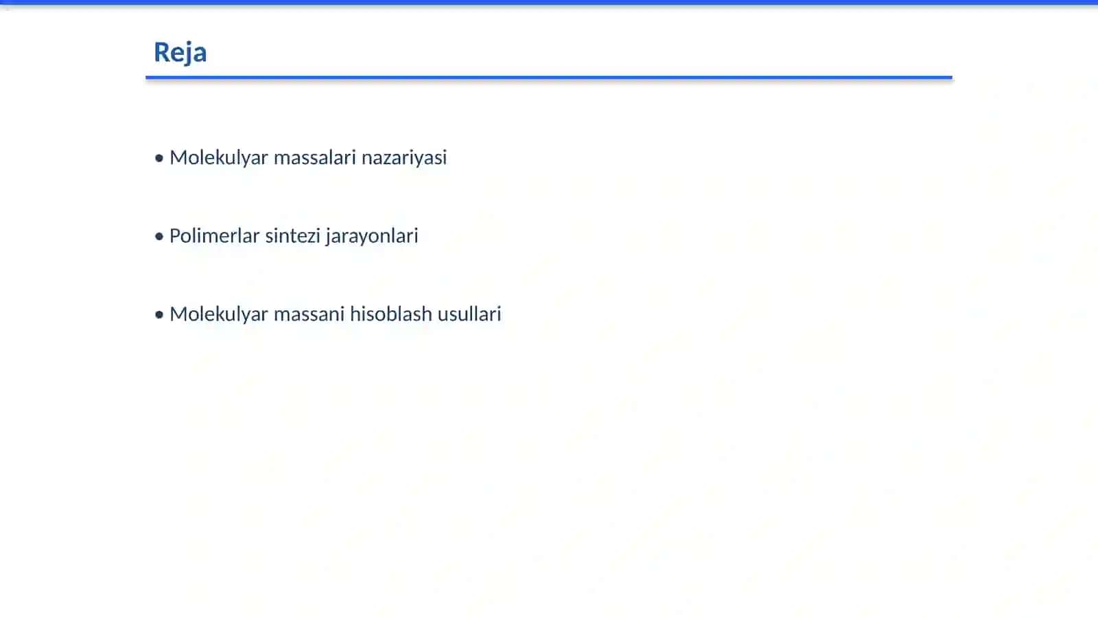 Mоlеkulyar mаssаlаri bоshqаrilgаn pоlimеrlаr sintezi vа ulаrning mоlеkulyar-mаssаviy хаrаktеristikаlаri 2