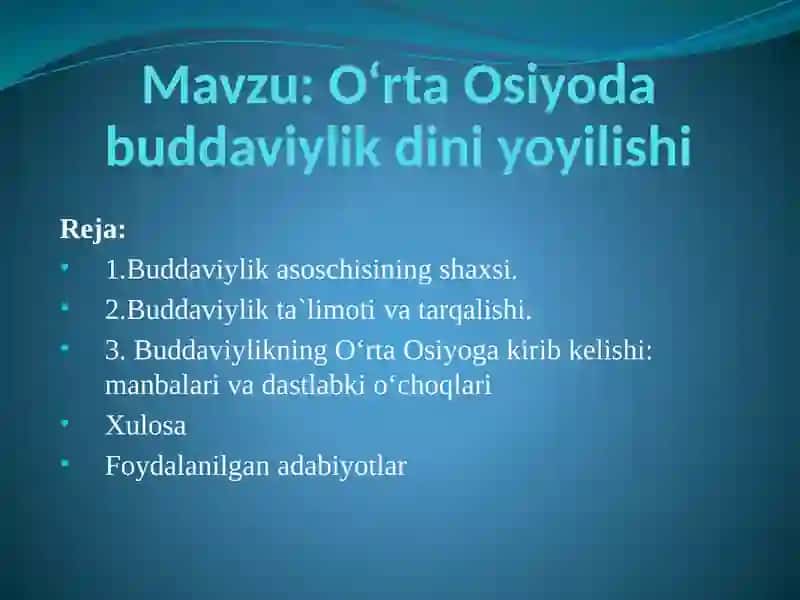 O‘rta Osiyoda buddaviylik dini yoyilishi 2